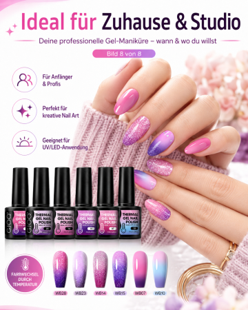 Set de 6 UV Thermo Gel Sparkle Bloom